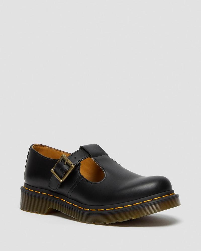 Dr Martens Polley Smooth Læder Mary Janes Mary Jane Sko Dame Sort | DK 337FDN